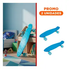 GENERICO - Pack2 Monopatin 55cm Estilo Retro con Ruedas de Luz Gravital Celeste