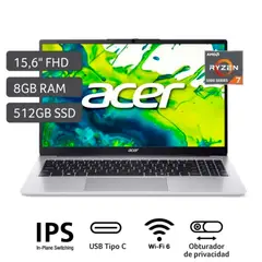 ACER - Aspire AL15-43P-R8W7 Amd Ryzen 7 5825U 8Gb Ram 512Gb Ssd Pantalla 15.6" Fhd Windows 11