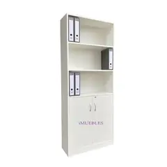 TEMEL - Estante de Melamina 80 cm con Puertas Altas - Color Blanco