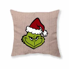 GENERICO - FUNDA DECORATIVA NAVIDEÑA DE COJIN - CARA DE GRINC H