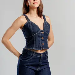 ROXJES JEANS - Top Denim Con Botones Mujer Roxjes