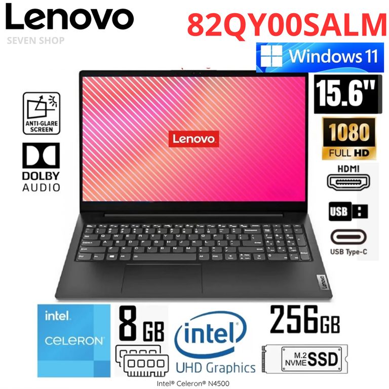 Laptop V15 G2 IJL 156 FHD Intel Celeron N4500 8GB RAM 256GB SSD 82QY00SALM