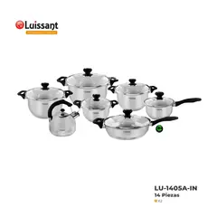 LUISSANT - Juego de ollas Acero Inoxidable LU-1405A-IN 14 Piezas