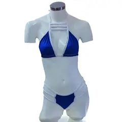 GENERICO - Conjunto Sexy 2 Pzas top Triangulo Azul Bordes Blancos T: SM Truza Tiras azul S DEALCOBA