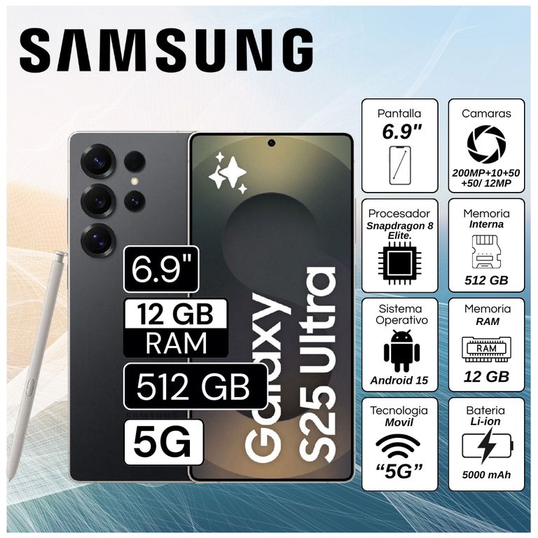 Celular Galaxy S25 Ultra 5G 6.9" Pulg. 12GB RAM 512GB Android 15 - Negro