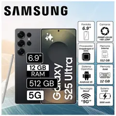 SAMSUNG - Celular Galaxy S25 Ultra 5G 6.9" Pulg. 12GB RAM 512GB Android 15 - Negro