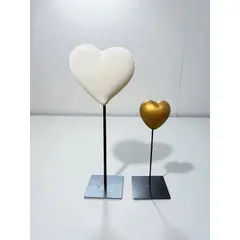 MAP DESIGN HOME - Set Adorno Pedestal Corazon Ivory Dorado