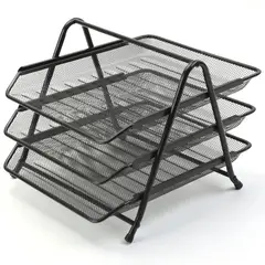 GENERICO - Organizador De Escritorio Metálica Oficina 3 Niveles Negro