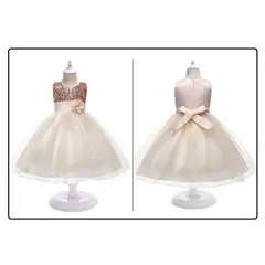 GENERICO - Vestido Niña Bebé Princess Little Dorado Navidad Fiesta Genieka