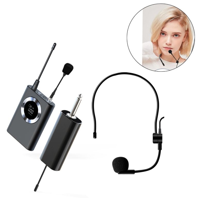 Micrófono inalámbrico multifunción U80 UHF con clip trasero de mano montado en la cabeza