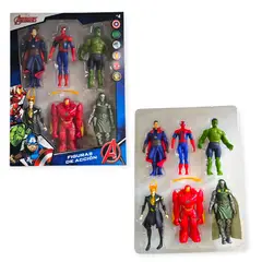 MARVEL - SET DE FIGURAS ARTICULABLES DE AVENGERS - 6 MUÑECOS DE JEBE