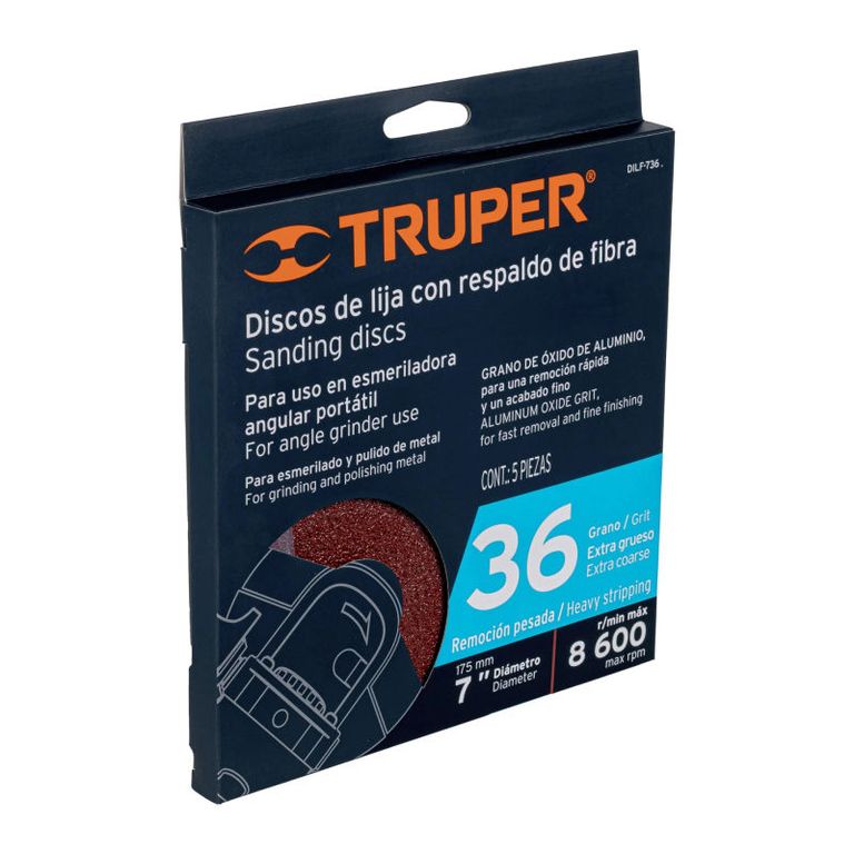 Disco de lija de 7 con respaldo de fibra grano 36 - 100160