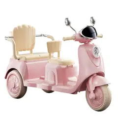 BABYKISS - MOTO ELECTRICA PARA NIÑO TRIMOTO 02 ASIENTOS ROSADO