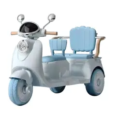 BABYKISS - MOTO ELECTRICA PARA NIÑO TRIMOTO 02 ASIENTOS CELESTE