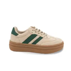 STHEF - ZAPATILLA MUJER CASUAL BEIGE/VERDE 8145