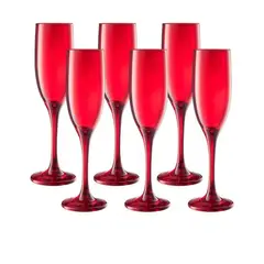 GENERICO - Set de Copas para Champagne de Vidrio Rojo 170 ml 6 piezas