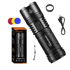 GENERICO - Linterna Táctica SuperFire Y5-N 600m Potente LED con Zoom Tipo C y Filtros de Colores