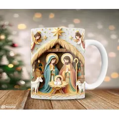 GENERIC - Taza Navideña Nacimiento 4 blanca 11 onzas