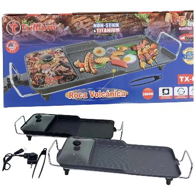 PARRILLA ELECTRICA CON CACEROLA DE ROCA VOLCANICA TITANIUM