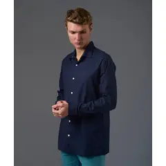 MBO - Camisa 100% Algodón Look Lino Classic fit Casual
