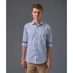 MBO - Camisa 100% Algodón Slim fit Pechera Ojal