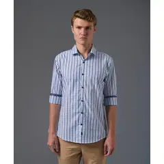 MBO - Camisa 100% Algodón Slim fit Pechera Ojal