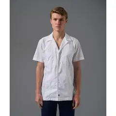 MBO - Camisa para Hombre Manga Corta Look Lino Cuello Resort Guayabera Classic Fit