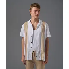 MBO - Camisa Look Lino 100% Algodón Classic Fit Casual