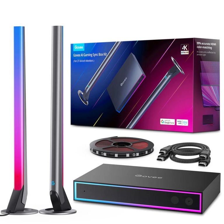 Kit Ai Gaming Box Barras Inteligentes + tira Led Para Monitor 27-34 Wifi y Alexa