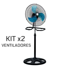 ICE COOL - KIT 2 VENTILADORES COLOR NEGRO MODELO AB1833 18" PULGADAS 3 EN 1 - 3 ASPAS CONVERTIBLE