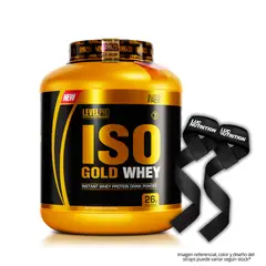 LEVEL PRO - Iso Gold Whey 3 kg Proteina Isolatada - Vainilla + Straps