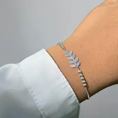 JOYERIA D'PILMER - PULSERA DE PLATA RAMA DE OLIVO