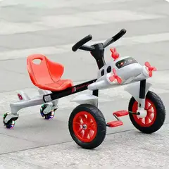 BABYKISS - TRICICLO DE AVION A PEDAL PARA NIÑOS COLOR GRIS