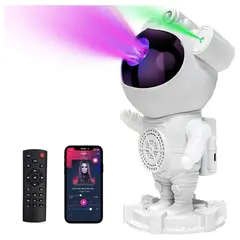 SEISA - Parlante Proyector Astronauta Luces Galaxia Bluetooth + Control Remoto