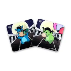 PALI GAMES - Set de 2 Posavasos - Azul y Verde - Fiestódromo