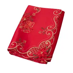 PANADECOR - MANTEL PARA 8 SILLAS RECTANGULAR ROJO DISEÑO VELAS Y CAMPANA