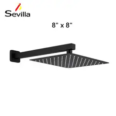 GENERICO - Ducha Española Cuadrada 8 x 8 Pulgadas Negro Acero Inox Sevilla