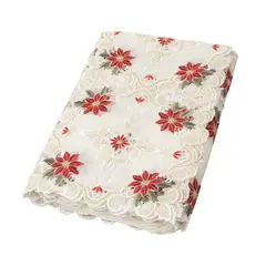 PANADECOR - MANTEL PARA 8 SILLAS RECTANGULAR BEIGE DE POINSETTIAS MINI