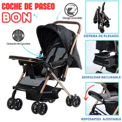 EBABY - COCHE DE PASEO NEGRO BON RECLINABLE