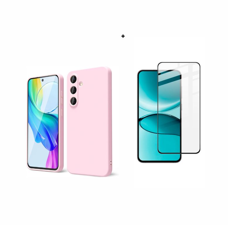 CASE SILICONA SAMSUNG S25 FE COLOR ROSADO + MICA