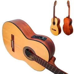 CORT - Guitarra Electroacústica de Nylon con Ecualizador de 4 Bandas + Funda