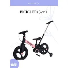 BABY - BICICLETA INFANTIL 3 EN 1 - COLOR ROSADO