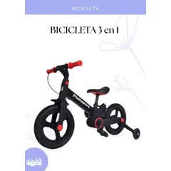 BABY - BICICLETA INFANTIL 3 EN 1 - COLOR ROJO Y NEGRO