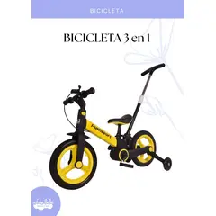 BABY - BICICLETA INFANTIL 3 EN 1 - COLOR AMARILLO Y NEGRO