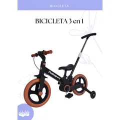 BABY - BICICLETA INFANTIL 3 EN 1 - COLOR MARRÓN Y NEGRO
