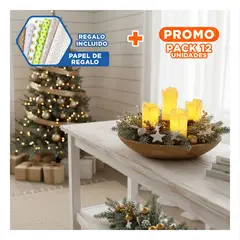 GENERICO - Pack12 Luces LED con Forma de Vela para Centro de Mesa Y+Papel Regalo
