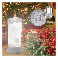GENERICO - Vela de Agua con Luz LED Escarchada para Centro de Mesa Plateado Y+Regalo Sticker