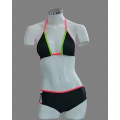 GENERICO - Conjunto para Baile 2Pzas Bra Talla SM y short con tiras colores Negro Microfibra DEALCOBA