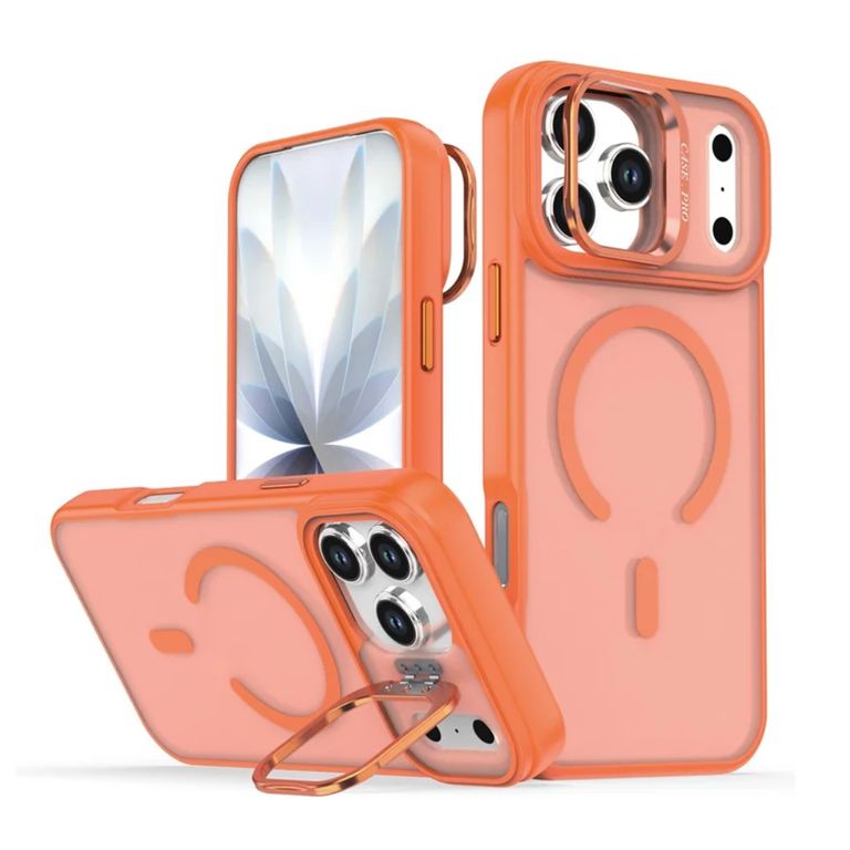 Funda para iPhone 17 Pro Plegable con Soporte Mate - Naranja