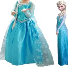 GENERICO - Disfraz Vestido Niña Princesa Celeste Accesorios Cumpleaños Navidad Genieka